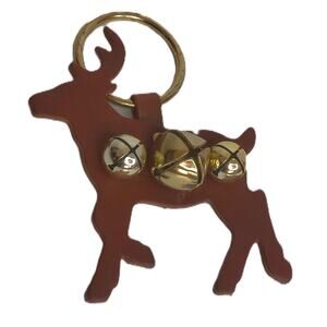 Christmas Reindeer Leather Door Chime Sleigh Bells